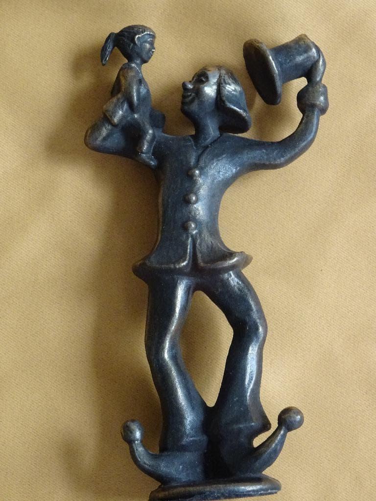 brons beeld clown met kind bronzen beeld, Antiek en Kunst, Overige onderwerpen, Minder dan 20 cm, Ophalen of Verzenden, Brons