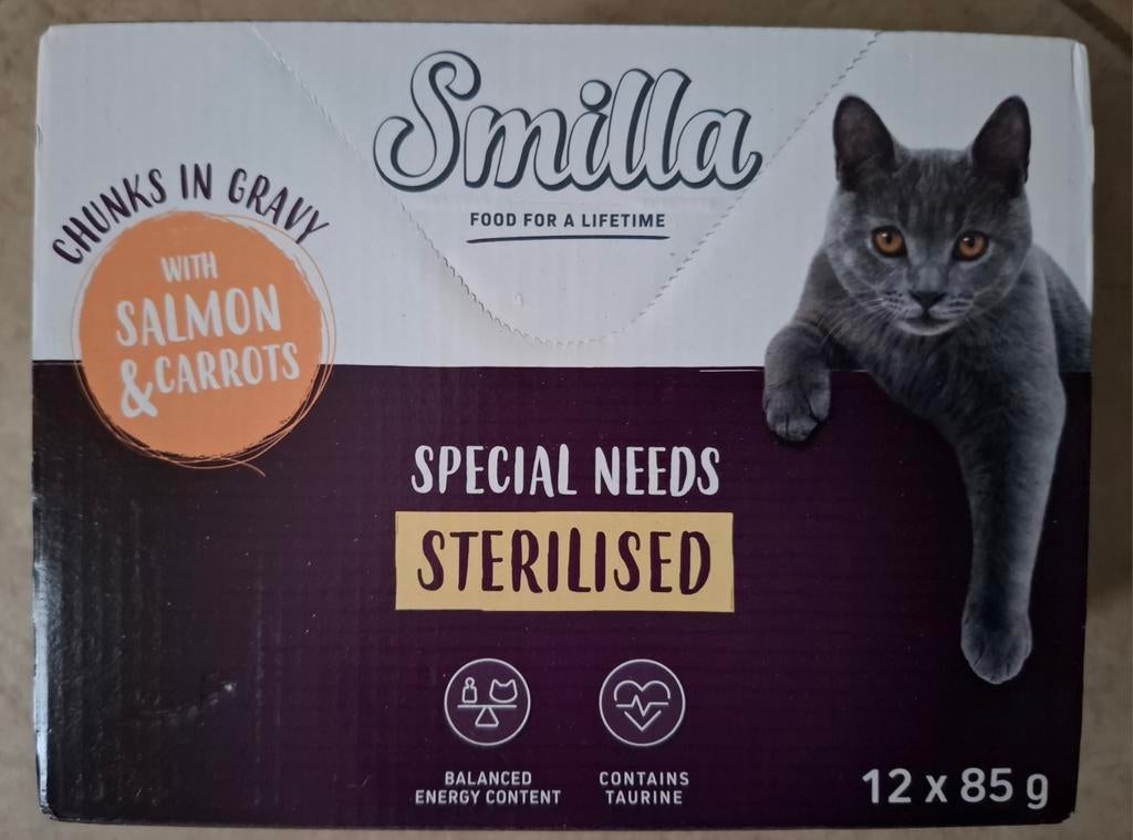 Smilla Kattenvoer sterilised zalm/wortel in saus 6× 12st, Ophalen of Verzenden, Kat