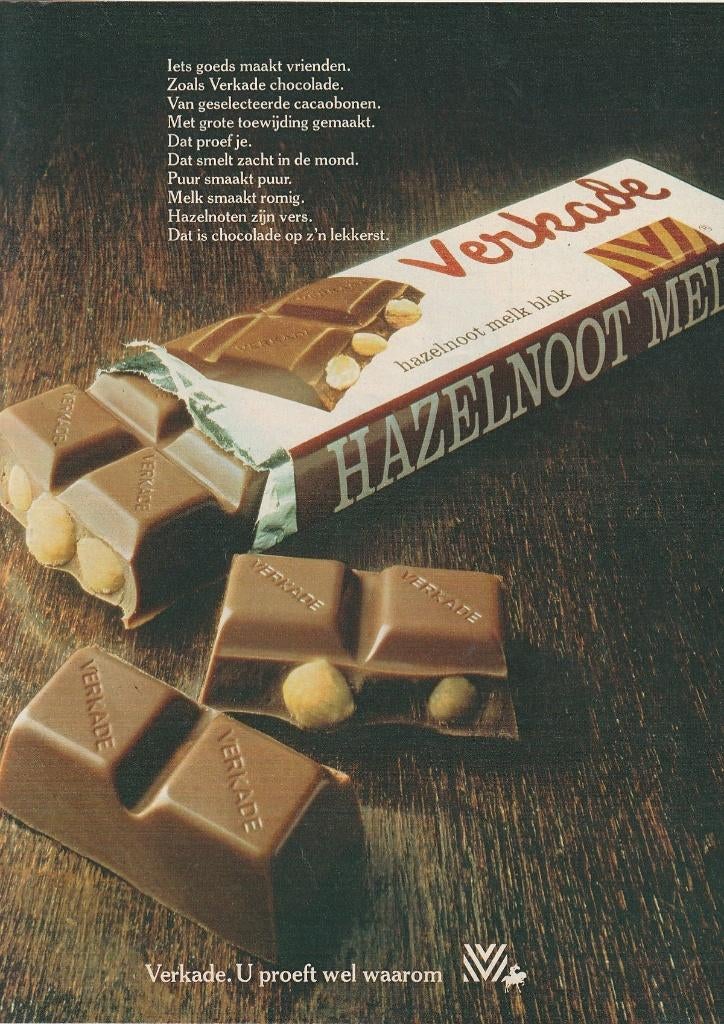 Retro reclame 1978 Verkade chocolade maakt vrienden, Verzamelen, Retro, Verzenden, Overige typen