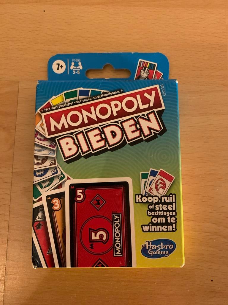 Monopoly Bieden kaartspel, Drie of vier spelers, Ophalen, Zo goed als nieuw