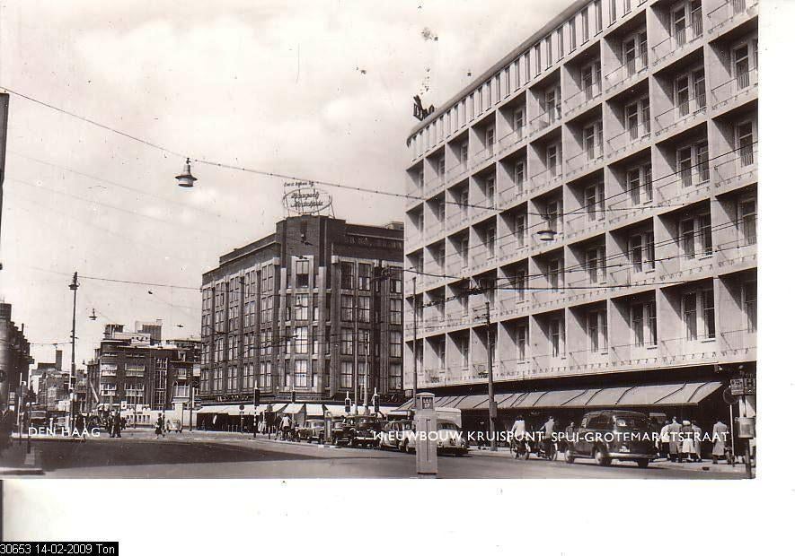 Ansichtkaart	Den Haag	Kruising Spui Grotemarktstraat, Verzenden, 1940 tot 1960, Ongelopen, Zuid-Holland