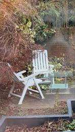 Tuinstoelen met glazenbijzettafel - Wit kunststof, Tuin en Terras, Kunststof, Gebruikt, Stoel, Tuinset