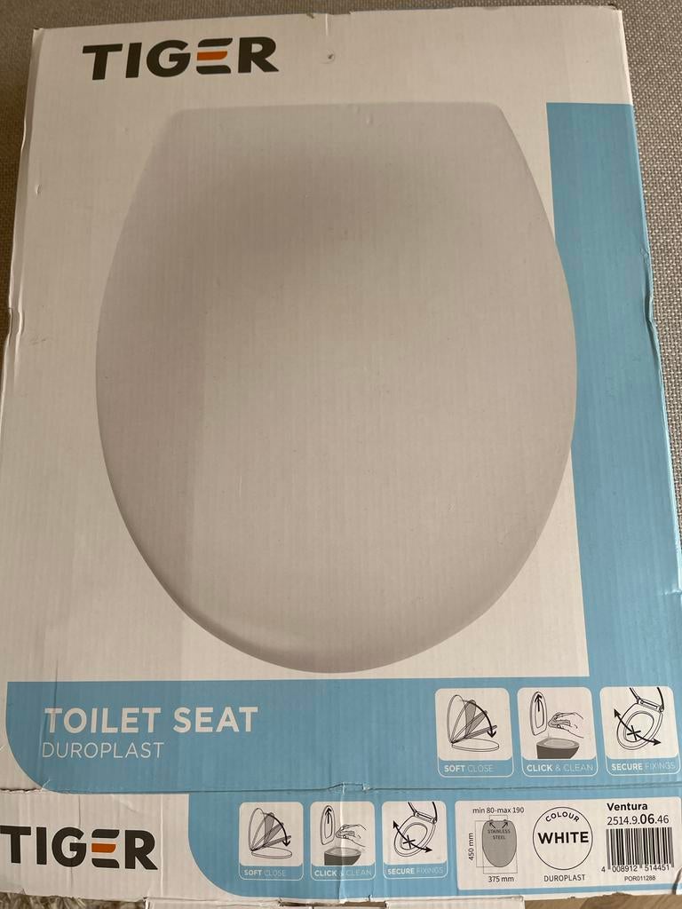 Tiger Ventura toiletzitting Duroplast wit, Ophalen of Verzenden, Nieuw, Toilet