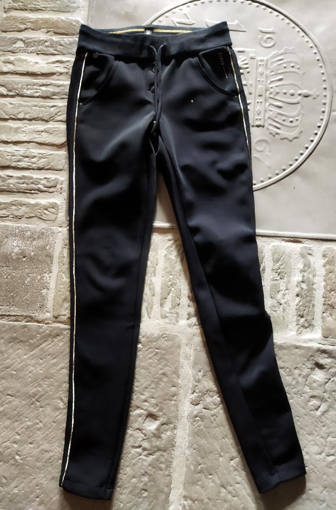 ZIP73 Pantalon Zwart Gouden Bies Maat 36, Kleding | Dames, ZIP73, Zwart, Ophalen of Verzenden, Zo goed als nieuw
