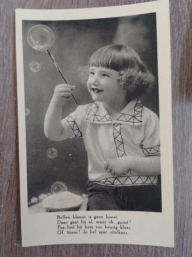Nostalgische, heel oude kinder ansichtkaart ,met gedichtje, Verzamelen, Ophalen of Verzenden, Zo goed als nieuw, Voor 1940, Prent