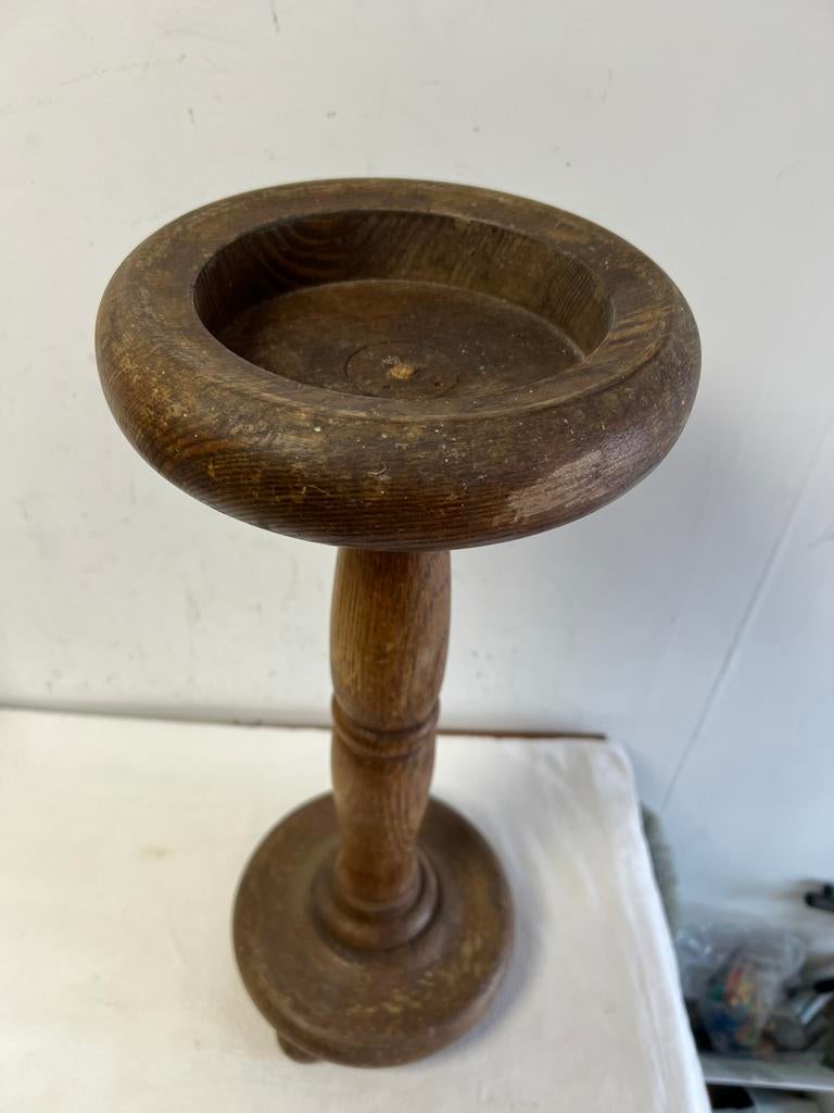 Te Koop : Donker Eiken Asbak Hout Zuil Pilaar Eik Export, Ophalen of Verzenden, Gebruikt