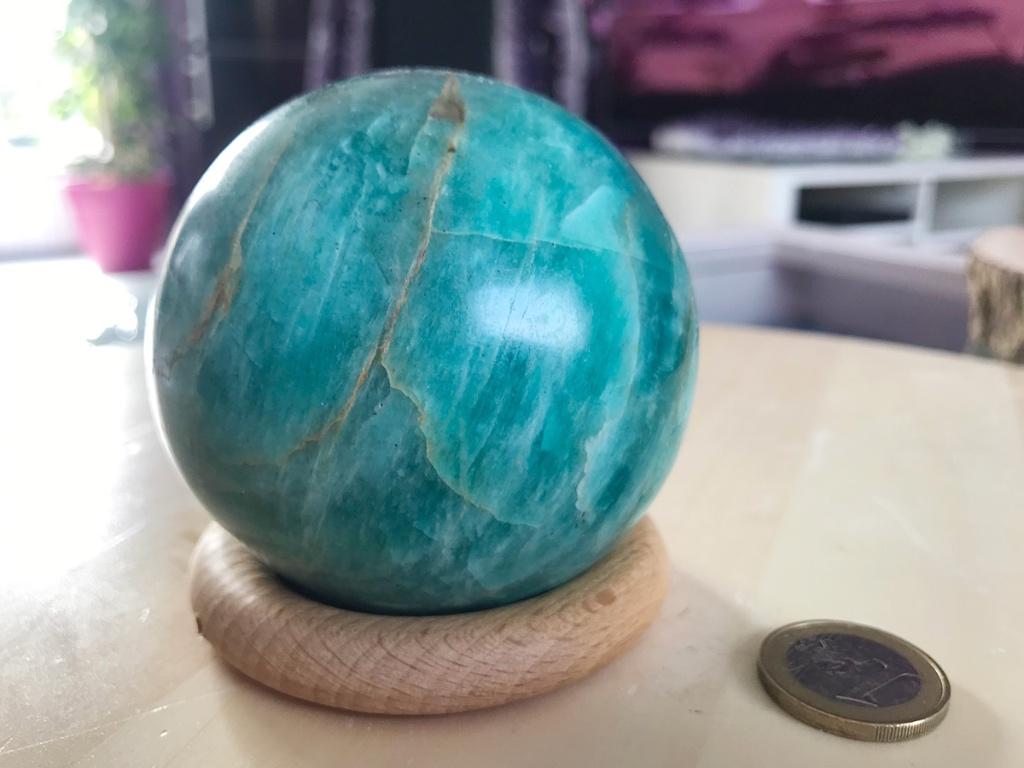 Amazoniet bol (5) van diameter 8 cm, 562 gram erg mooi!, Ophalen of Verzenden, Mineraal