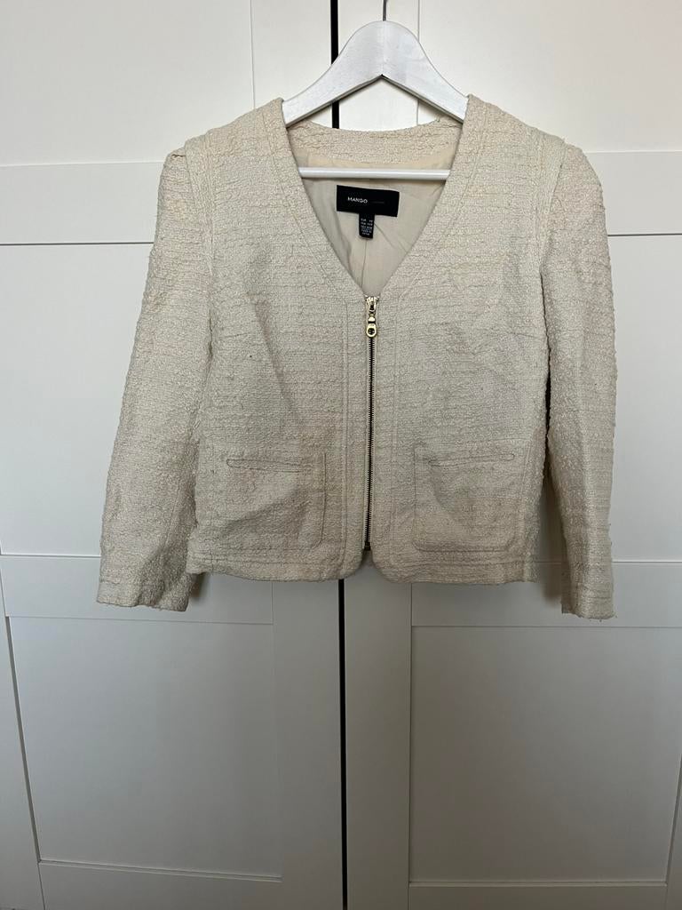 Zara Mango super mooie korte blazer. Goede staat!, Kleding | Dames, Ophalen of Verzenden, Zo goed als nieuw, Beige
