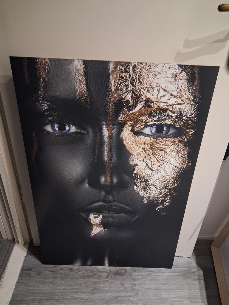 Schilderij Vrouw met Goudfolie - Modern Kunstwerk, Ophalen