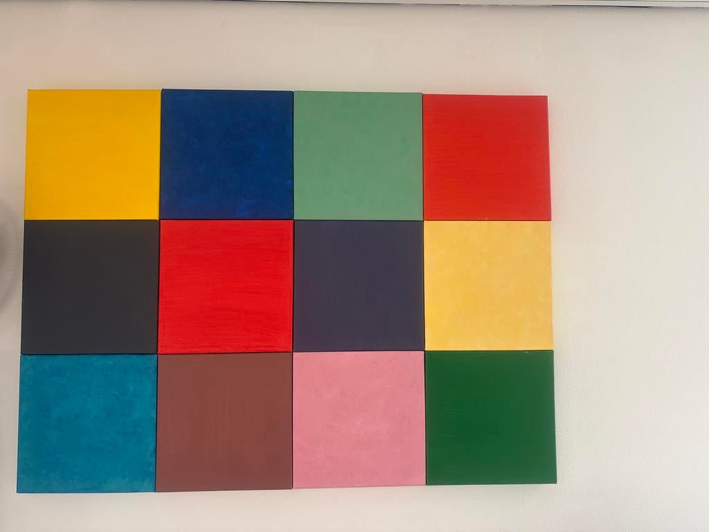 Modern Kleurenblokken Kunstwerk - Abstract Schilderij, 50 tot 75 cm, Ophalen of Verzenden, Zo goed als nieuw, Schilderij