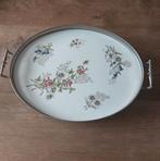 Ovaal antiek porseleinen dienblad, Ophalen of Verzenden, Ovaal, Metaal