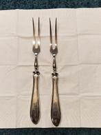 Twee zilveren vleesvorkje is voorzien van een RVS.Vorkinzet, Antiek en Kunst, Antiek | Bestek, Ophalen of Verzenden