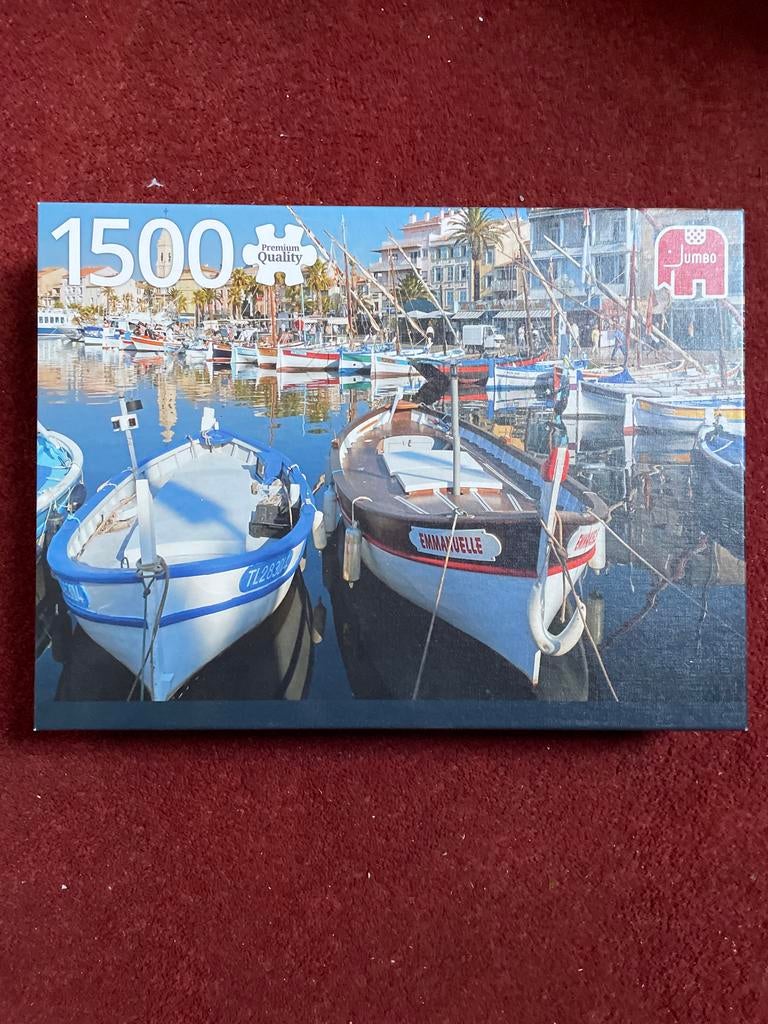 Jumbo Puzzel 1500 stukjes - Havenzicht met boten, Ophalen of Verzenden, 500 t/m 1500 stukjes, Zo goed als nieuw, Legpuzzel