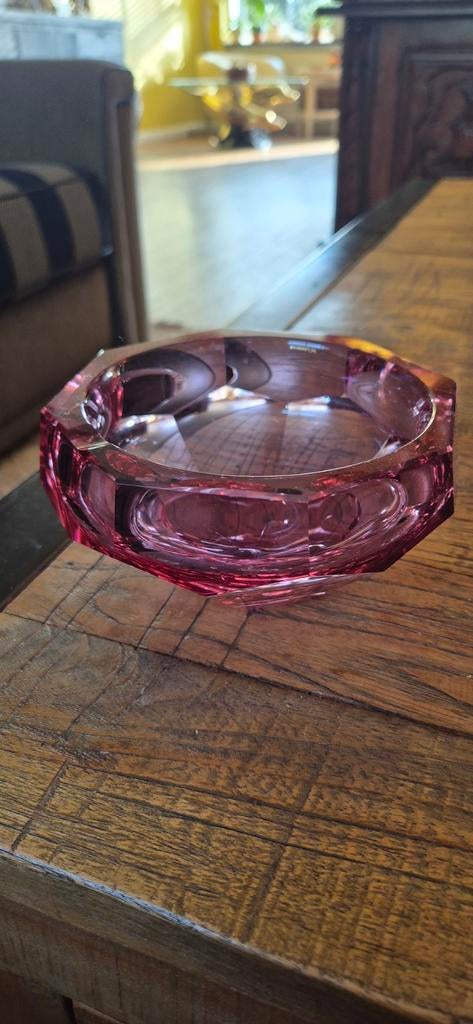 Murano glazen asbak schaal diamantvorm roze/paars, Antiek en Kunst, Antiek | Glas en Kristal, Ophalen of Verzenden