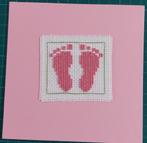 kaart met 2 geborduurde roze voetjes (1703), Ophalen of Verzenden, Nieuw, Overige thema's