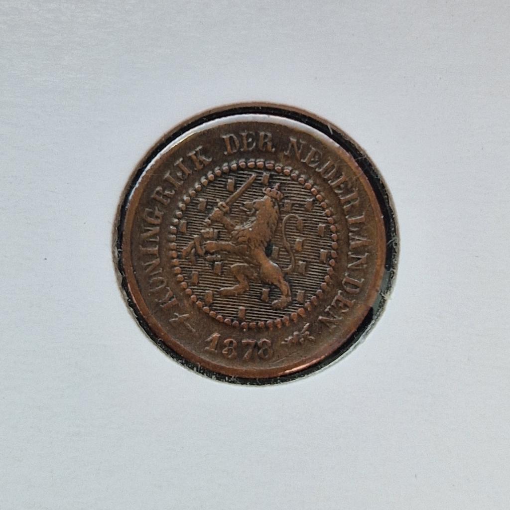 Halve cent 1878 Willem III, Ophalen of Verzenden, Koning Willem III, Overige waardes, Losse munt