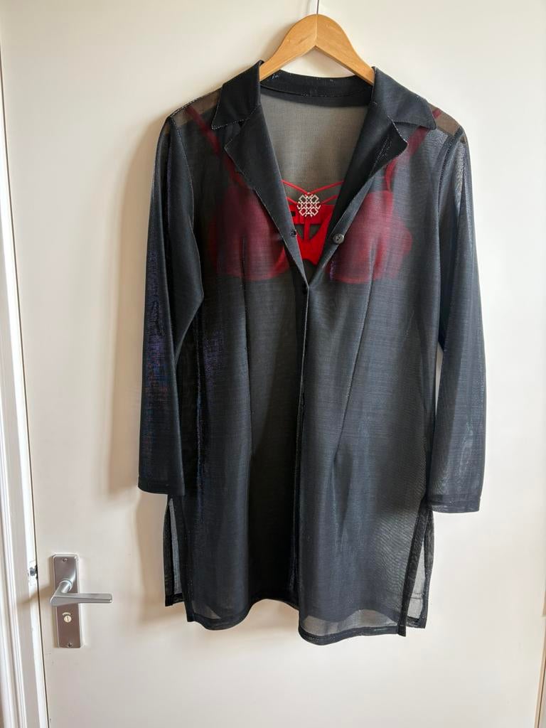 Sexy zwarte doorzichtige blouse, Kleding | Dames, Ophalen of Verzenden, Zo goed als nieuw, Maat 36 (S), Zwart