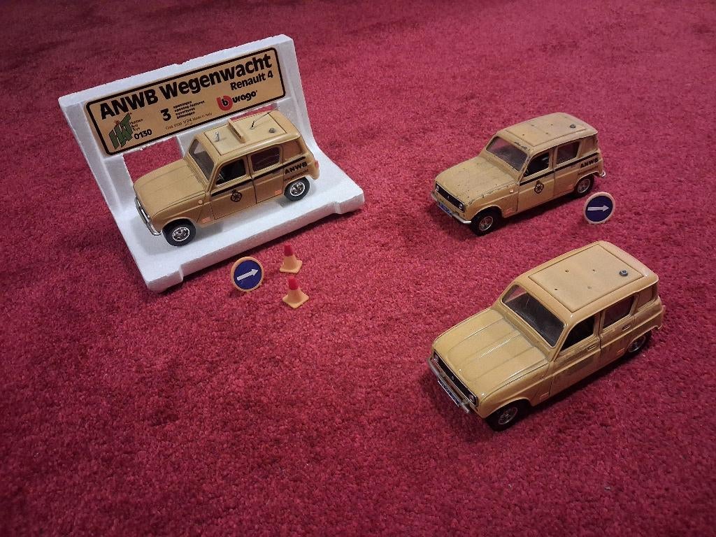 3x Anwb Renault 4  1:24, Verzamelen, Ophalen