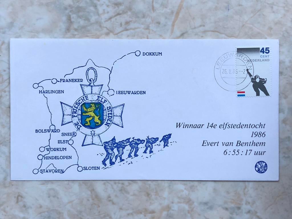 14e Elfstedentocht 1986. Gestempeld  Leeuwarden 26.11.86., Postzegels en Munten, Verzenden, Onbeschreven, Nederland