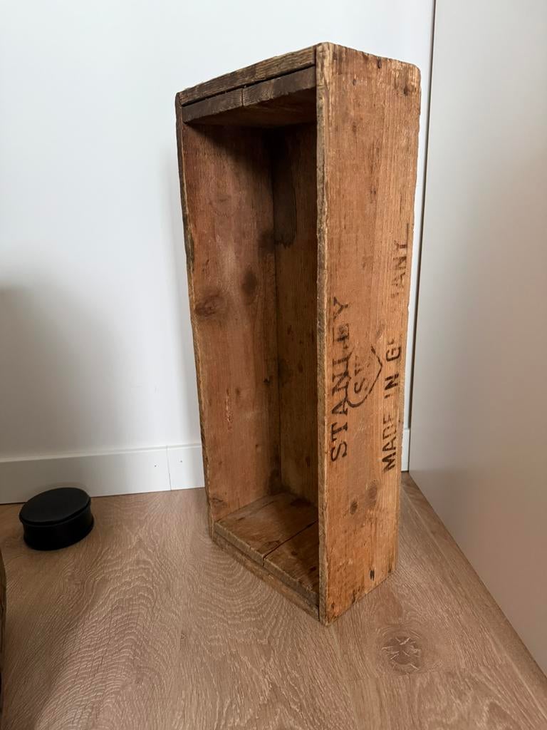 Oud stevige houten vintage kistje Stanley Germany, Ophalen, Gebruikt, Minder dan 50 cm