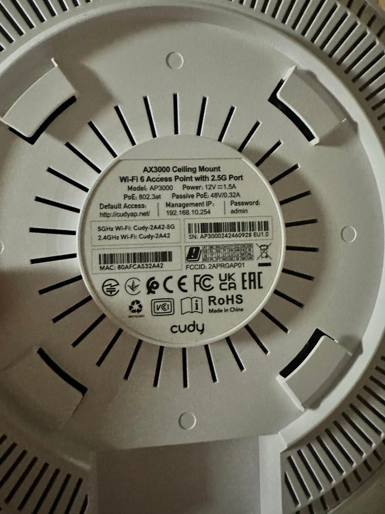 Compleet WiFi 6 Thuis Netwerk met Cudy AP3000 Access Points, Ophalen of Verzenden, Gebruikt