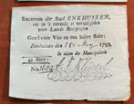 Enkhuizen- Noodgeld-24- Recepisse-4 halve Stuiver. 1797, Postzegels en Munten, Bankbiljetten | Nederland, Ophalen, Euro's, Los biljet