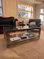 Art Deco Salontafel - Glas met rvs / chroom onderstel, Ophalen, Gebruikt, Glas, Artdeco rvs glas chroom travertin marmer