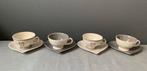 Hartjes Porseleinen kopjes en schotels - 4 stuks grijs/beige, Huis en Inrichting, Keuken | Servies, Gebruikt, Ophalen of Verzenden