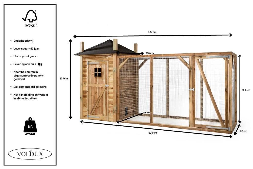 Voldux Konijnenhok Hooiberg Eline XL, Dieren en Toebehoren, 110 cm of meer, Nieuw, Ophalen of Verzenden, 90 cm of meer