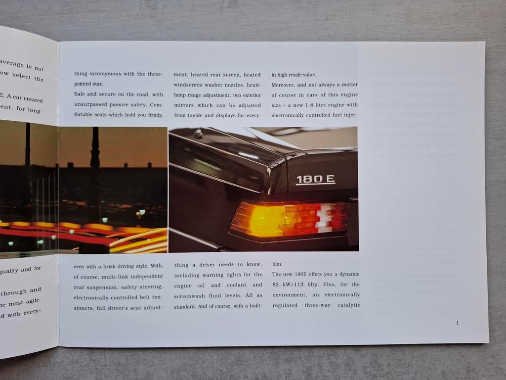 Australische Mercedes-Benz 180 E brochure - 1991, Ophalen of Verzenden, Zo goed als nieuw, Mercedes