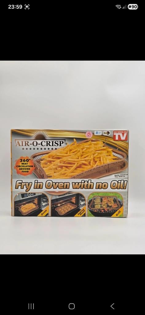 Air-O-Crisp oven tray air fryer effect bakken zonder olie, Ophalen of Verzenden, Zo goed als nieuw, Airfryer