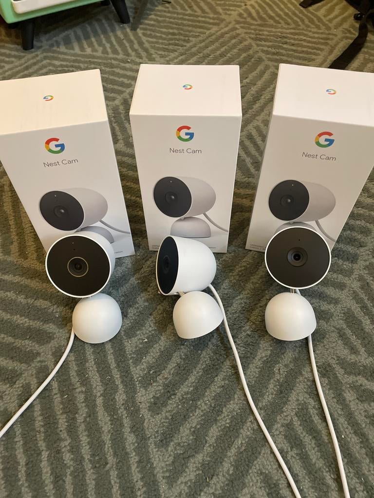 Drie Google Nest Cams bedraad, Ophalen, Gebruikt, Binnencamera