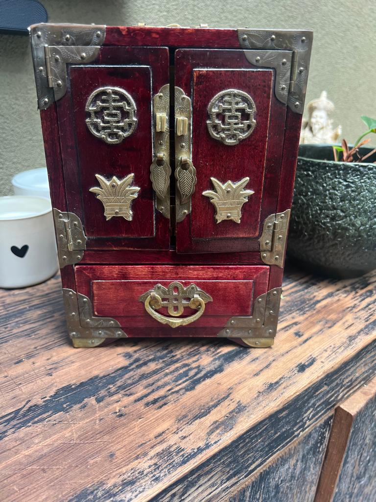 Chinees sieradenkastje kastje kist jade ingelegd Chinese, Antiek en Kunst, Ophalen of Verzenden