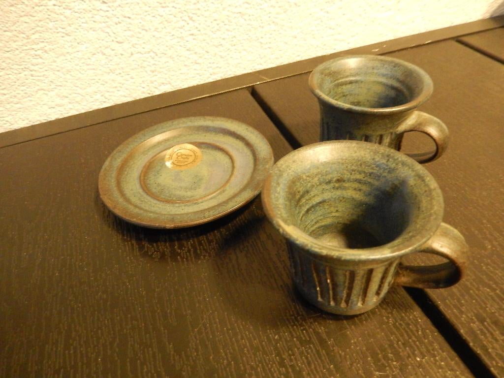 1 tinnen schotel en 2 kopjes, Antiek en Kunst, Ophalen