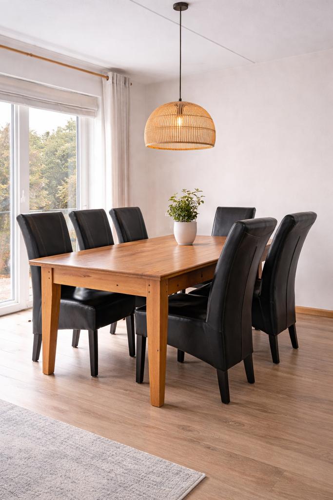 Eettafel (2mtr) met 6 zo goed als nieuwe stoelen, Huis en Inrichting, Tafels | Eettafels, Ophalen, 200 cm of meer, 50 tot 100 cm