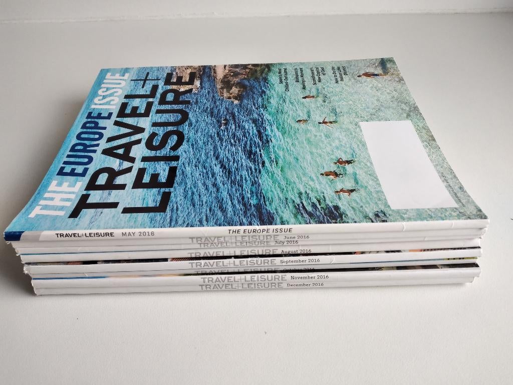 Travel + Leisure reismagazine 2016 8 stuks Amerikaans, Ophalen, Gelezen, Overige typen