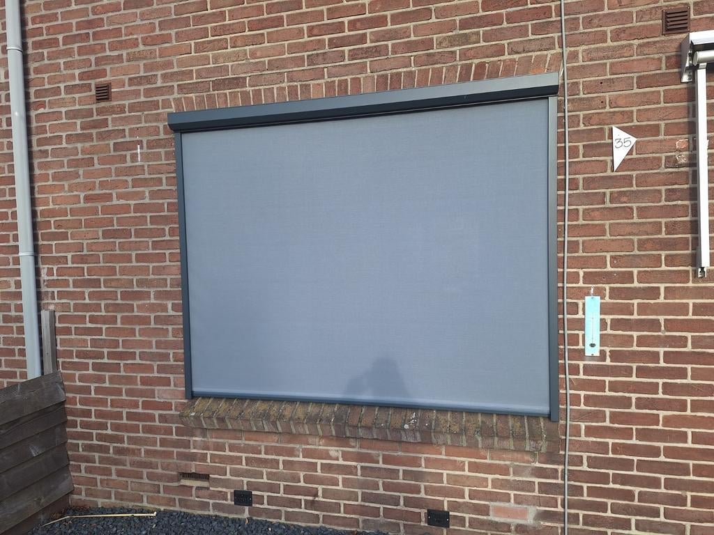 Antracietgrijs screen 211,5 cm breed, 170 cm hoog, Tuin en Terras, Zonneschermen, Elektrisch, Ophalen of Verzenden, 150 tot 300 cm