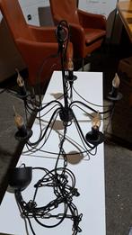 Zwarte metalen kroonluchter met 5 armen, Ophalen, Gebruikt, Metaal, Klassiek, Industrieel