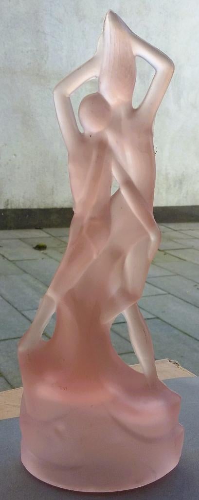 Om 1925-1975 Modernisme Dansend Naakt Dame Glas Boheems, Antiek en Kunst, Ophalen of Verzenden