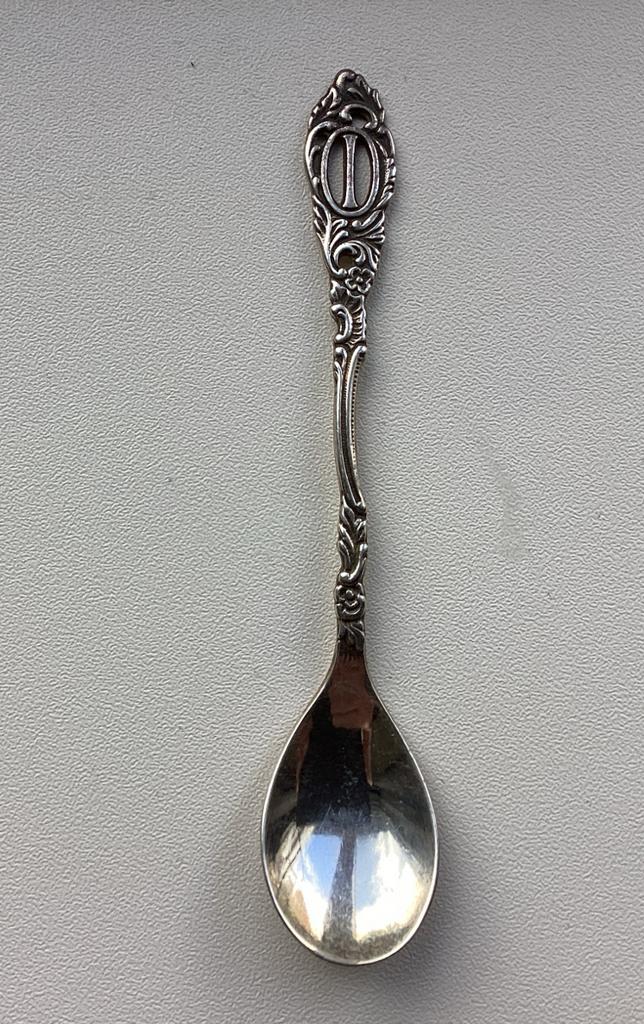 Antieke verzilverde theelepel met Letter I, Ophalen of Verzenden