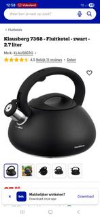 Klausberg Fluitketel Zwart - 2.7 Liter - Inductie Geschikt, Ophalen of Verzenden, Nieuw