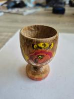 Vintage houten eierdopje met bloemmotief, Ophalen of Verzenden