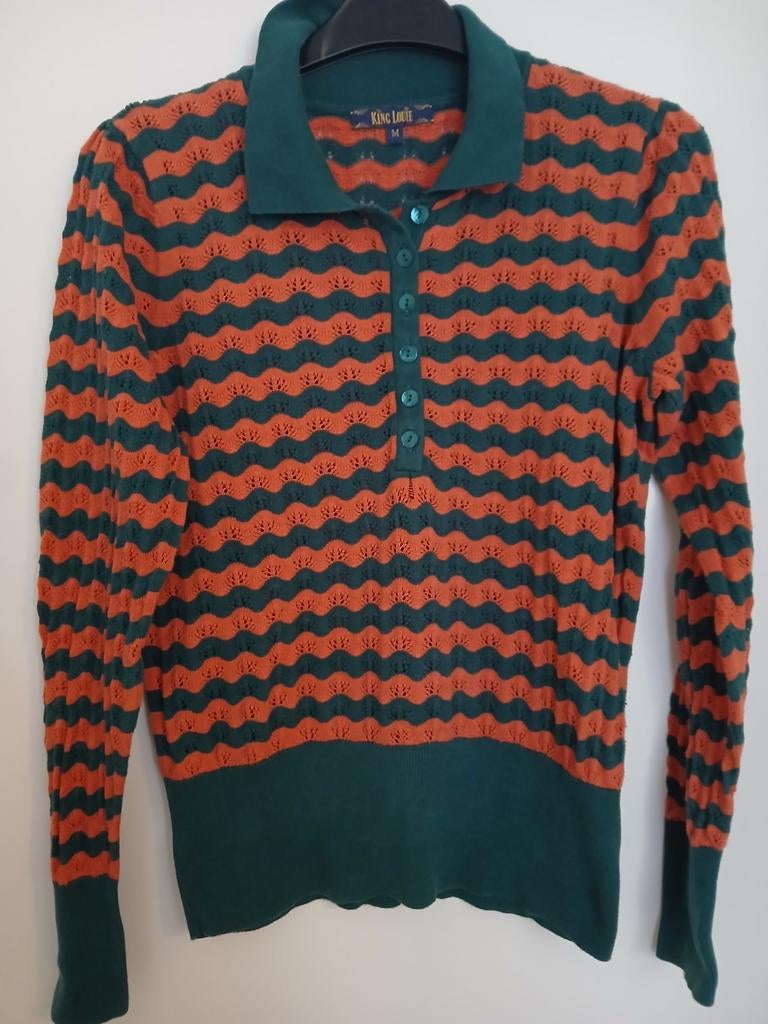 Maat M of 38 King Louie ajour polotrui retro groen koraal, Maat 38/40 (M), Ophalen of Verzenden, King Louie, Gedragen