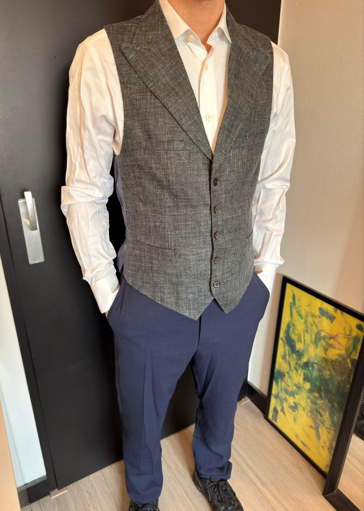 Suitsupply pak - Gilet en pantalon, Kleding | Heren, Kostuums en Colberts, Zo goed als nieuw, Overige maten, Grijs, Ophalen