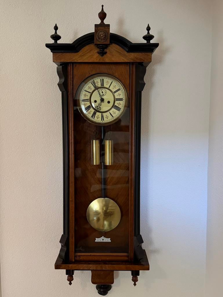 Junghans wandklok regulateur/ Wiener stijl, Antiek en Kunst, Antiek | Klokken, Ophalen