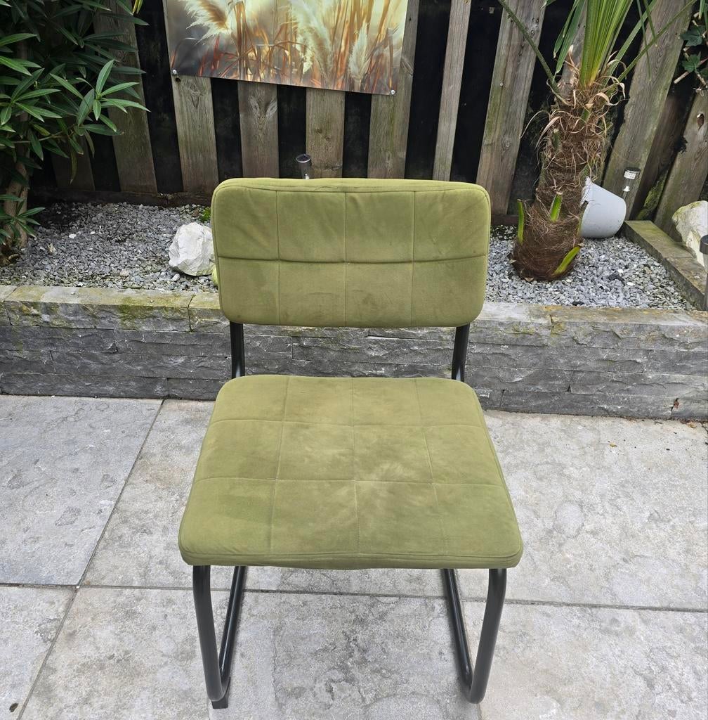 Eetkamerstoelen groen 4 stuks, Huis en Inrichting, Stoelen, Ophalen, Overige kleuren, Metaal, Vier