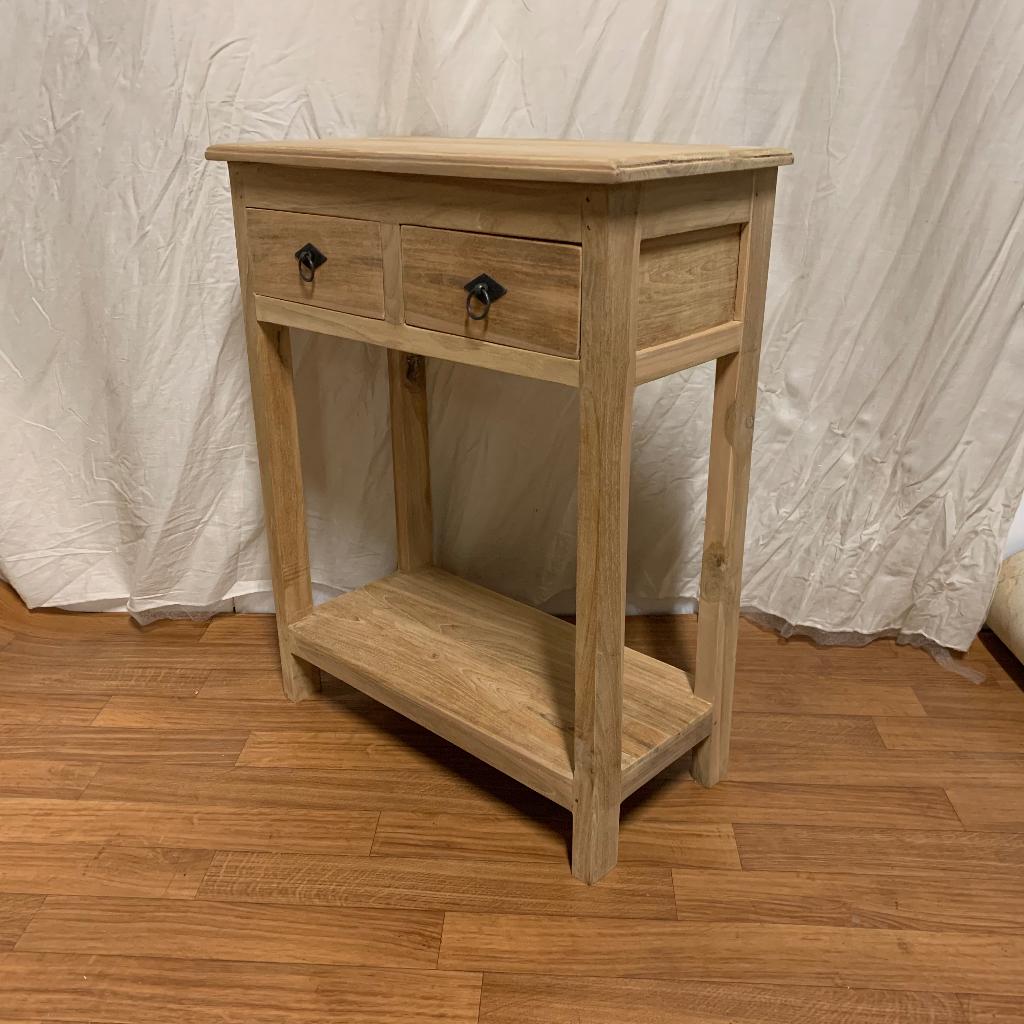 Sidetable - 60 x 30 cm - 2 lades - massief teak - TTM Wonen, Huis en Inrichting, Tafels | Sidetables, TTM Wonen, Meubels – (Perzische) Tapijten en Woonaccessoires