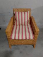 Design fauteuil (rotan, kussens) - Gunther Lambert, Huis en Inrichting, Stoelen, Ophalen, Gebruikt, Bruin, Design Gunther Lambert
