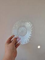 Vintage gebaksbordjes glas met bloem, Ophalen, Zo goed als nieuw, Glas, Bord(en)