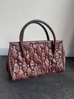 Croma bruine leren handtas met krokodillen print, Bruin, Ophalen of Verzenden, Zo goed als nieuw, Croma